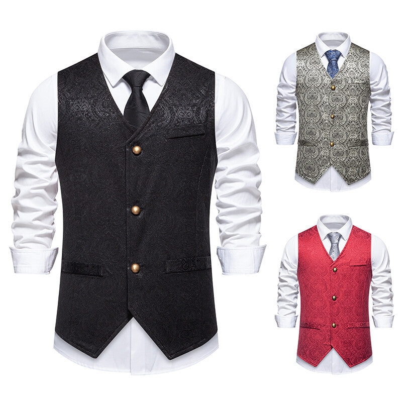 Herren elegante Anzugweste mit kunstvollem Muster und praktischen Taschen Aliams