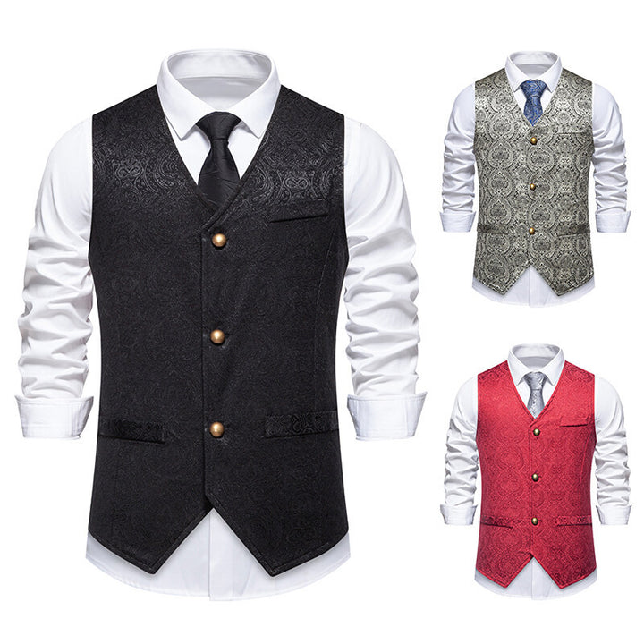 Herren elegante Anzugweste mit kunstvollem Muster und praktischen Taschen Aliams
