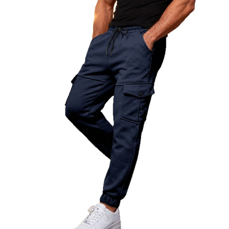 Herren Cargo-Jogginghose mit verstellbarem Bund und seitlichen Taschen Aliams