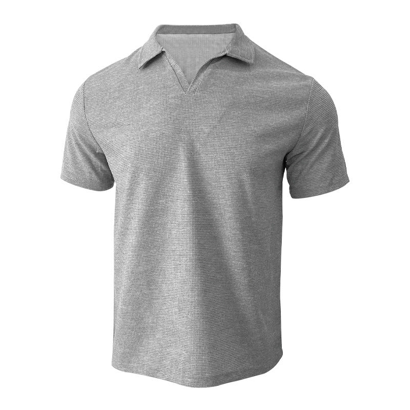 Herren Kurzarm-Henley-Shirt mit strukturierter Oberfläche Aliams