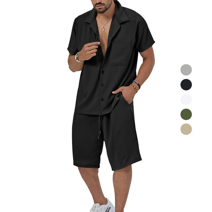 Herren Sommerliches Freizeit-Set mit Kurzarmhemd und lässigen Shorts Aliams