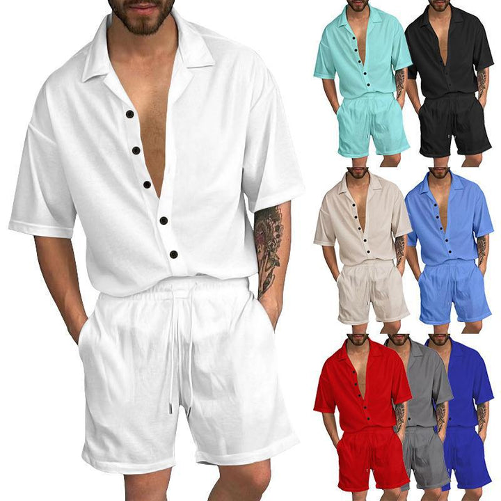 Herren Freizeit-Set mit lässigem Kurzarmhemd und elastischen Shorts Aliams