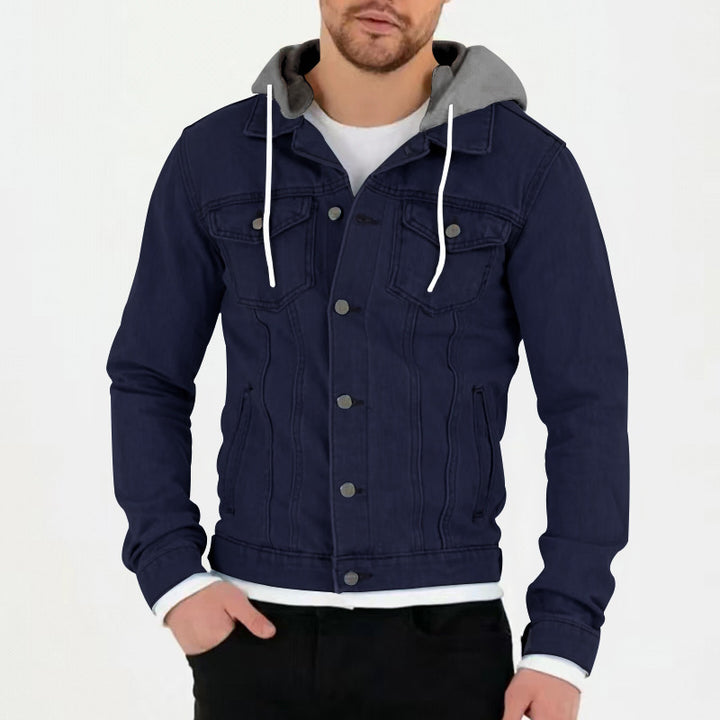 Herren Jeansjacke mit anschmiegsamer Kapuze und praktischem Taschen-Design Aliams