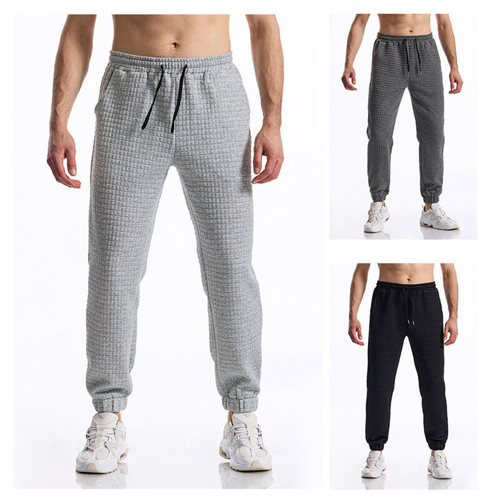 Herren bequeme Freizeithose mit strukturierter Oberfläche und elastischem Bund Aliams