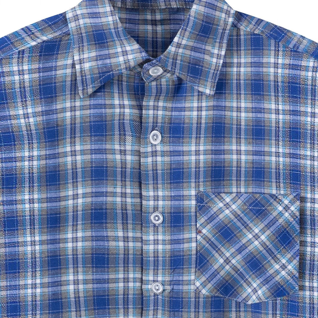 Herren kariertes Langarmhemd mit Brusttasche aus bequemer Baumwolle Aliams