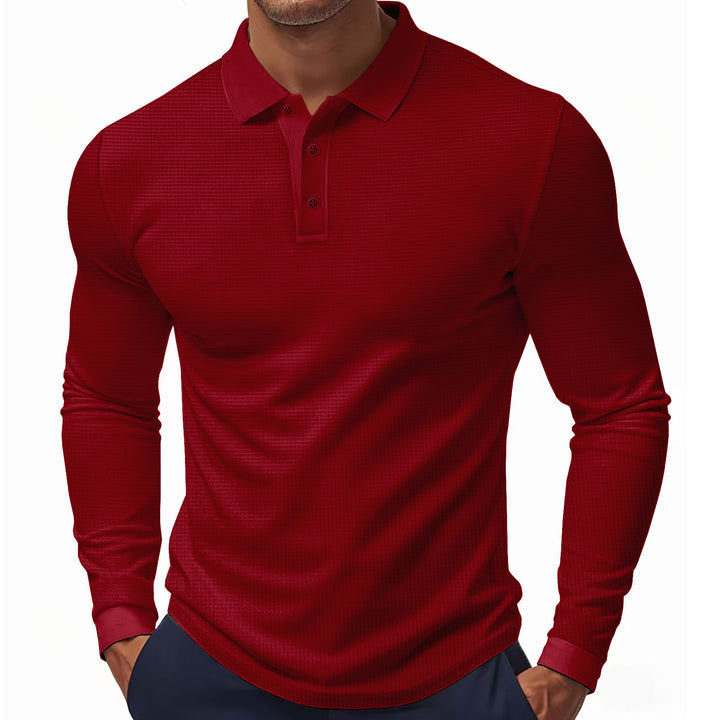 Herren Langarm-Poloshirt mit strukturiertem Design und moderner Passform Aliams