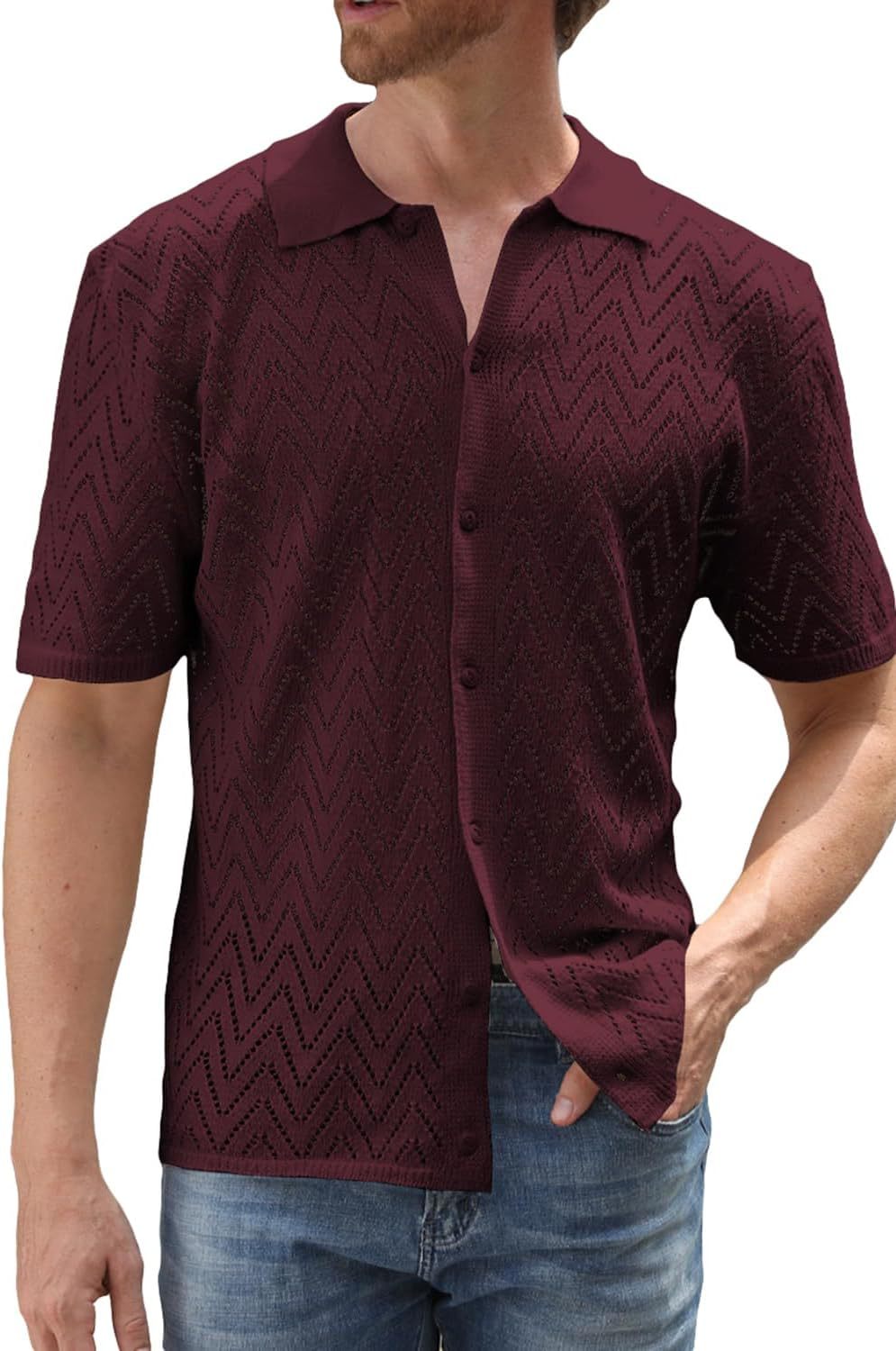Herren Kurzarm Strickshirt Aliams