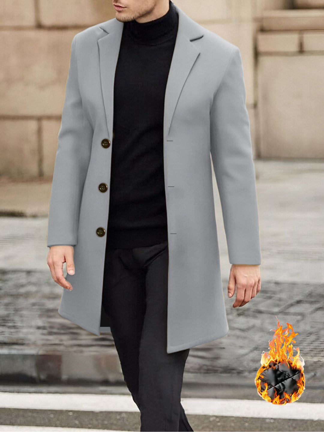 Herren klassischer und stilvoller Wollmantel Aliams