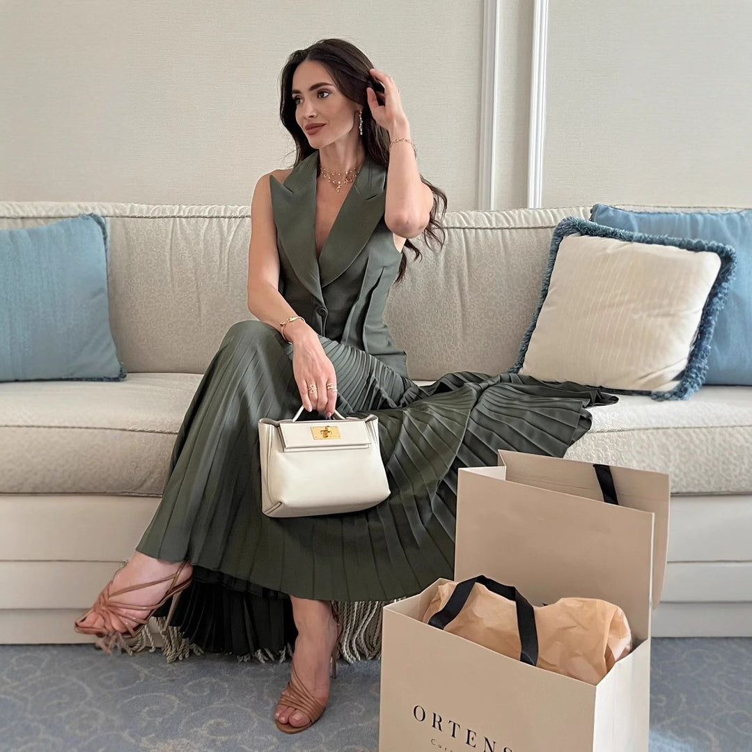 Damen eleganter Plisseerock mit taillierter Passform Aliams