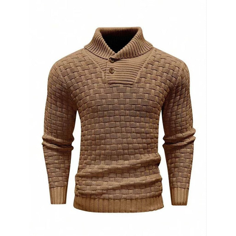 Herren Strickpullover mit Strukturiertem Muster und Modernem Stehkragen Aliams