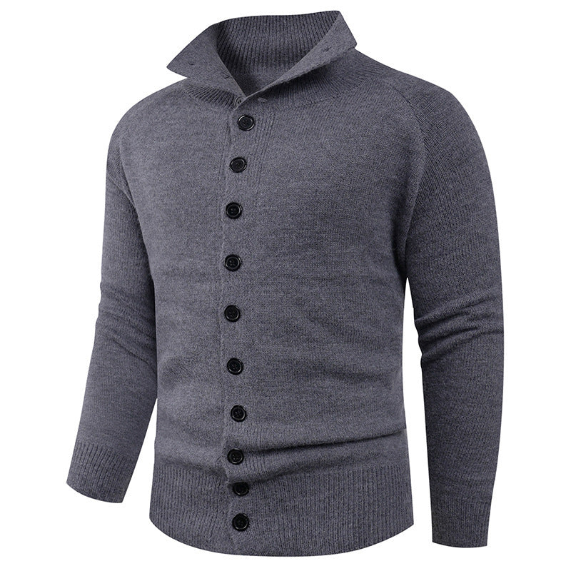 Herren Strickpullover mit hohem Kragen und Knopfverschluss Aliams