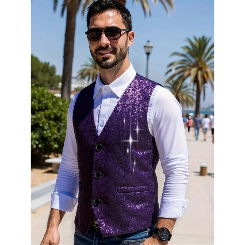 Herren Funkelnde Pailletten-Weste Aliams