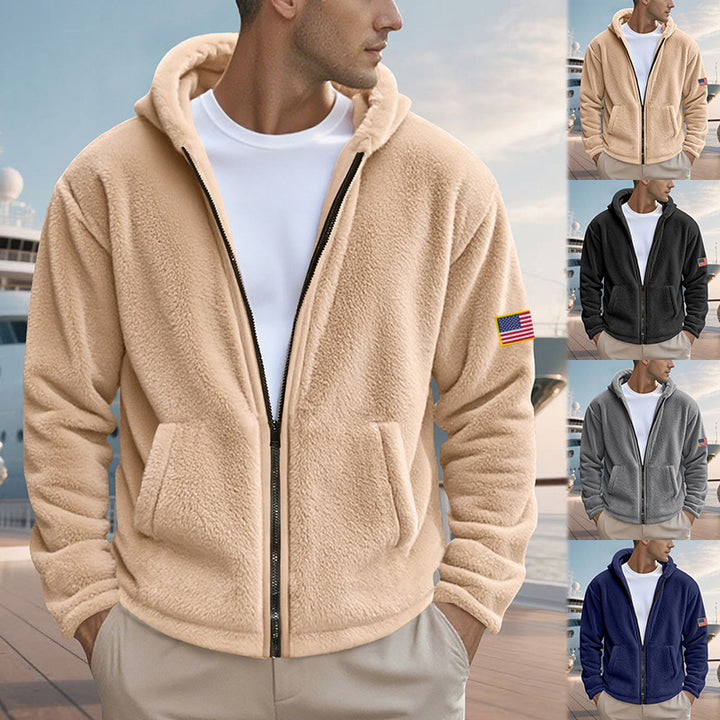 Herren Fleece-Hoodie mit praktischen Taschen und modernem Reißverschluss Aliams