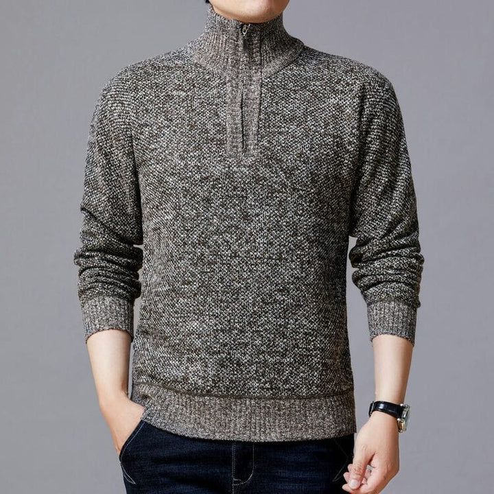 Herren Strickpullover mit modernem Stehkragen und strukturierter Oberfläche Aliams