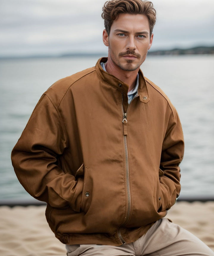 Herren funktionale Freizeitjacke im sportlichen Design mit gerundetem Kragen Aliams