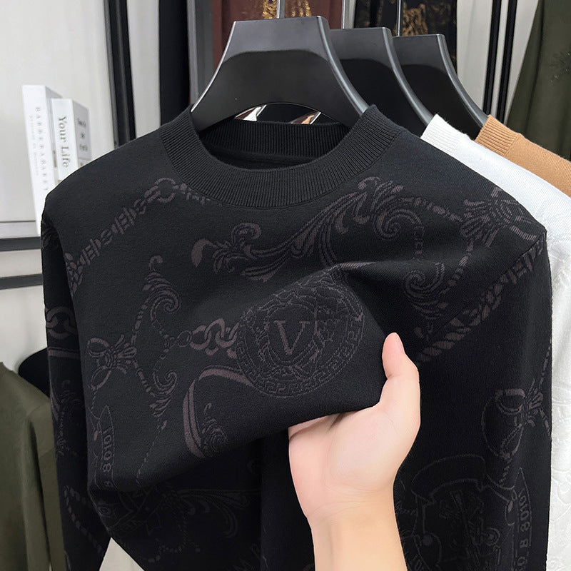 Herren hochwertiger Strickpullover mit 3D-Logo-Dessin Aliams