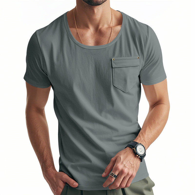 Herren Atmungsaktives T-Shirt mit praktischem Brusttasche Aliams