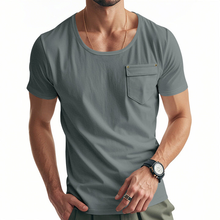 Herren Atmungsaktives T-Shirt mit praktischem Brusttasche Aliams
