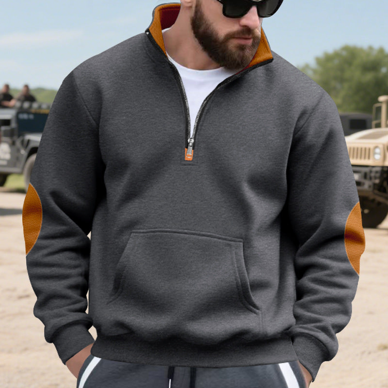 Herren eleganter Fleece-Pullover mit hohem Kragen und funktionalen Reißverschluss Aliams