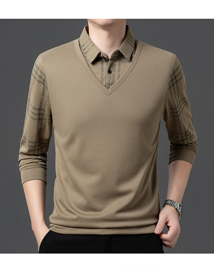 Herren eleganter V-Pullover mit strukturierten Ärmeln Aliams