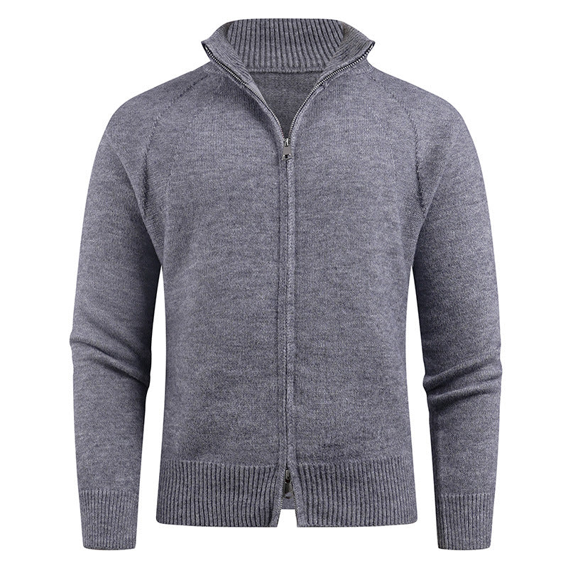 Herren hochwertige Strickjacke mit modernem Reißverschluss und hochgezogenem Kragen Aliams