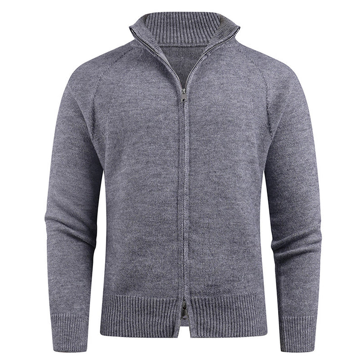 Herren hochwertige Strickjacke mit modernem Reißverschluss und hochgezogenem Kragen Aliams