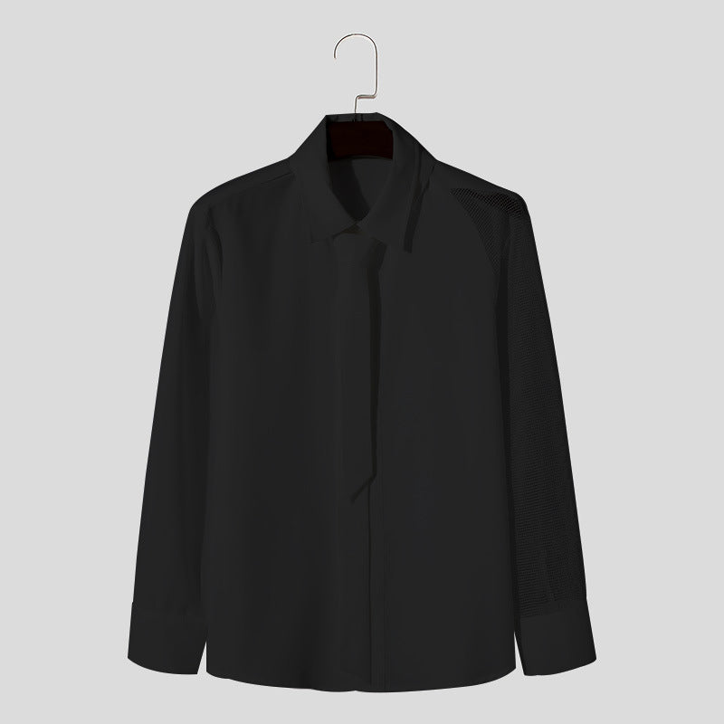 Damen Langarm Bluse mit transparenten Netzdetails Aliams