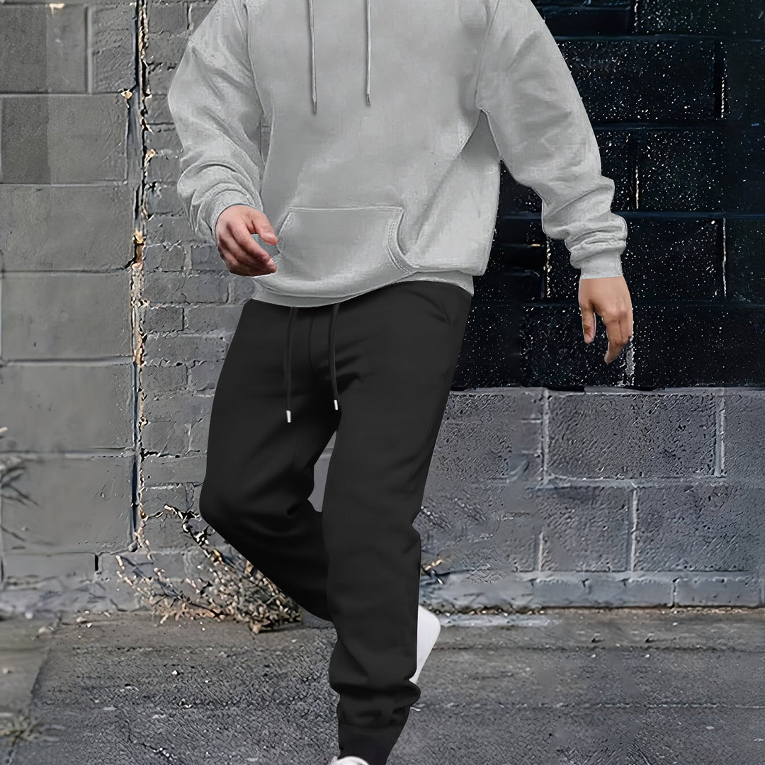 Herren Sportiver Kapuzenanzug mit verstellbarem Bund und seitlichen Taschen Aliams