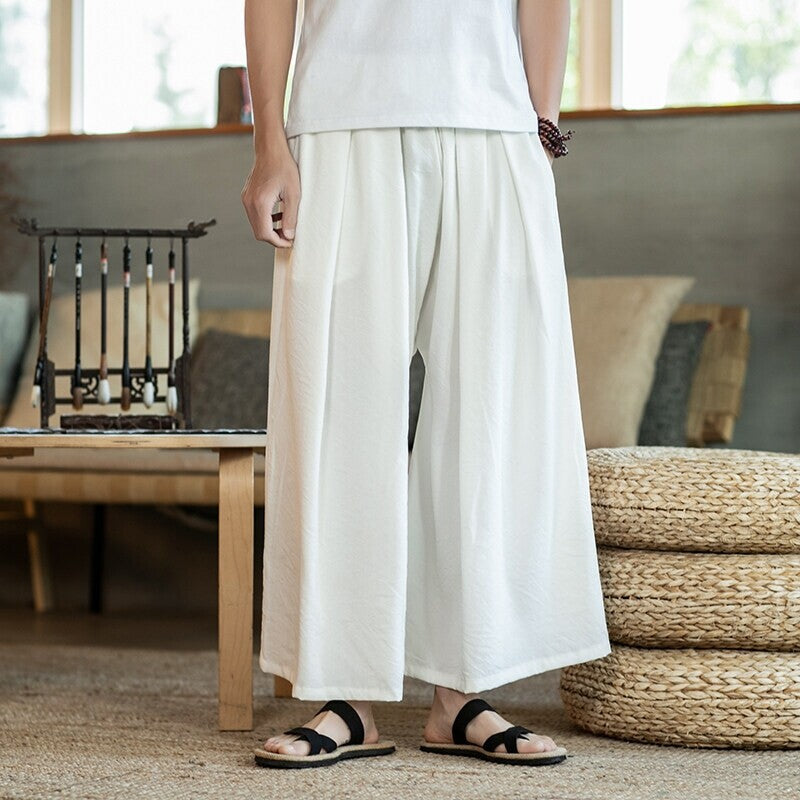 Herren Weit geschnittene Baumwollhose mit elastischem Bund und seitlichen Taschen Aliams