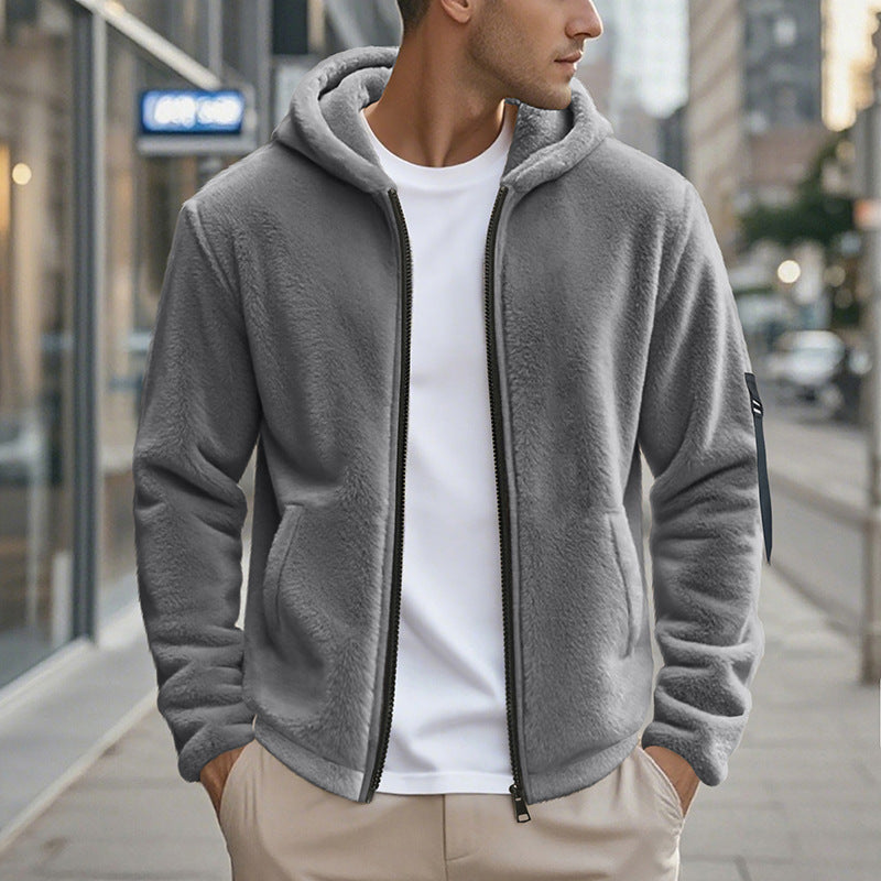 Herren Fleecejacke mit praktischem Reißverschluss und Kapuze Aliams
