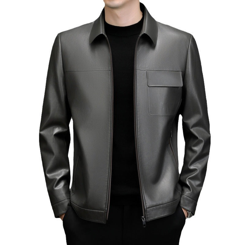 Herren Kunstlederjacke mit praktischen Reißverschlusstaschen Aliams