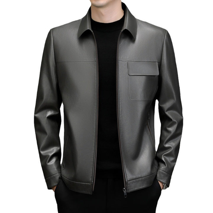 Herren Kunstlederjacke mit praktischen Reißverschlusstaschen Aliams