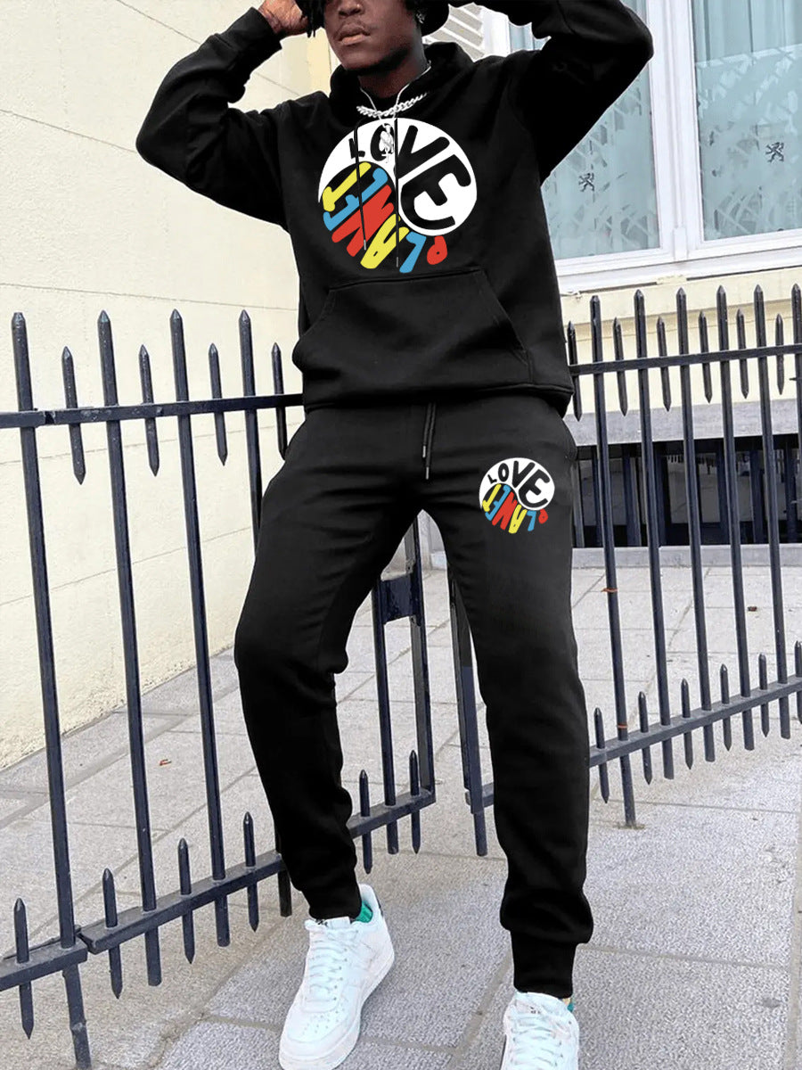 Herren Hoodie und Jogginghose Set mit kreativem Print Aliams