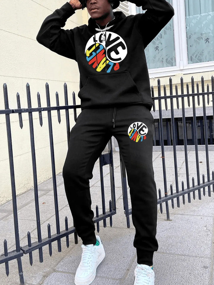 Herren Hoodie und Jogginghose Set mit kreativem Print Aliams