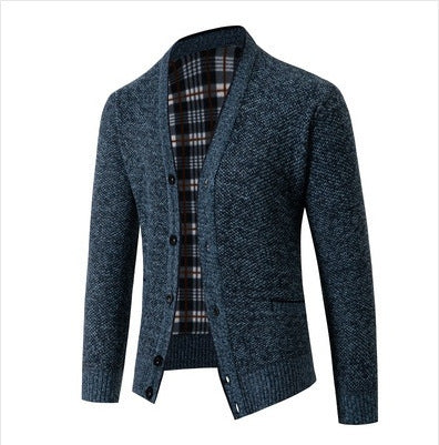 Herren eleganter Strickcardigan mit Karomuster Aliams