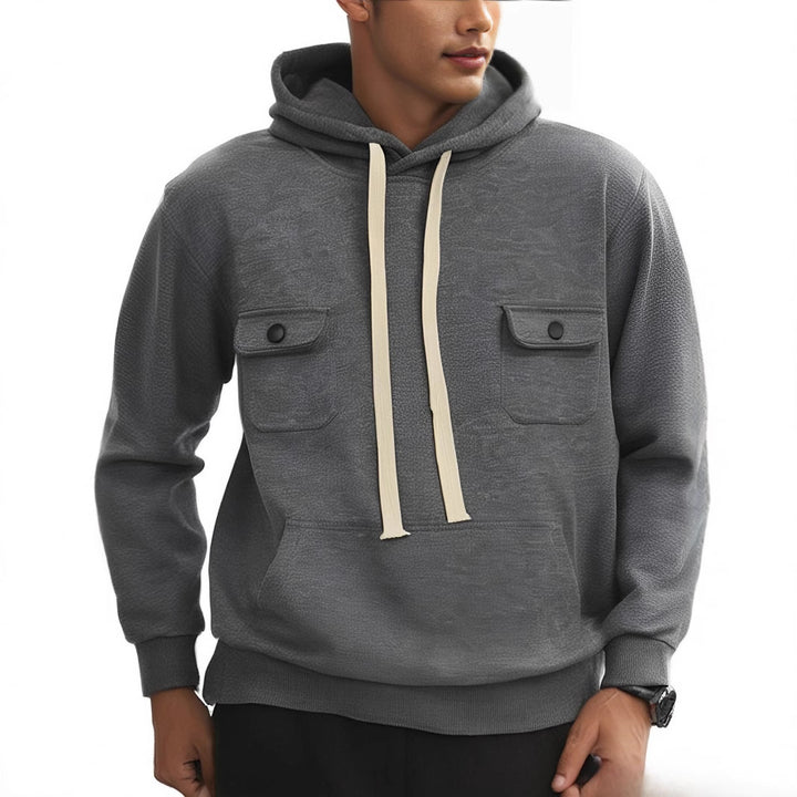 Herren Kapuzenpullover mit praktischen Brusttaschen und strukturierter Oberfläche Aliams