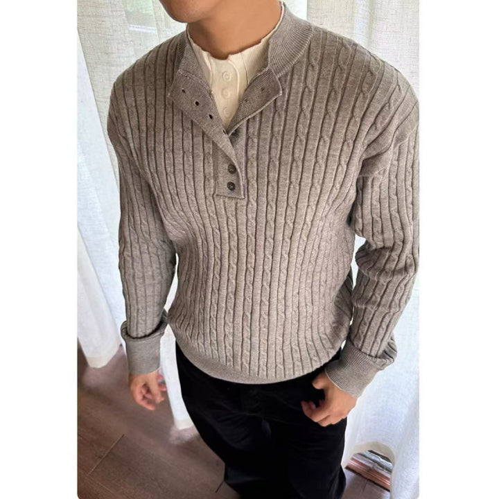 Herren Feinstrickpullover mit dekorativen Knopfdetails Aliams