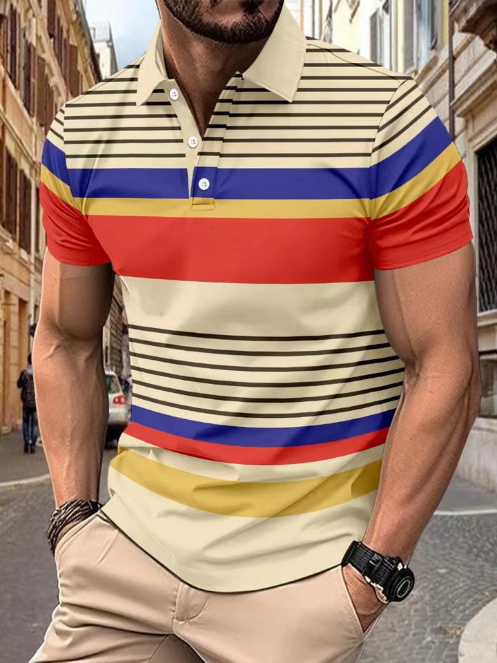 Herren Poloshirt mit modischem Streifendessin und hochwertiger Baumwollmischung Aliams