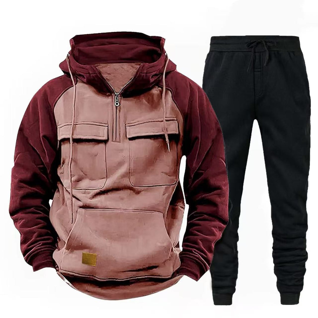 Herren funktionale Kapuzenjacke mit Reißverschluss und Jogginghose Aliams