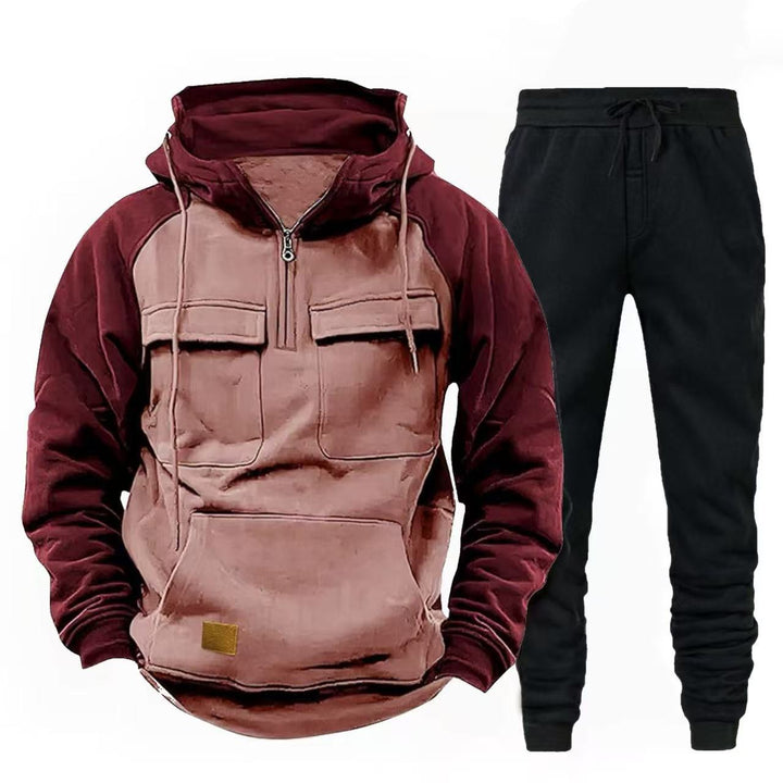 Herren funktionale Kapuzenjacke mit Reißverschluss und Jogginghose Aliams