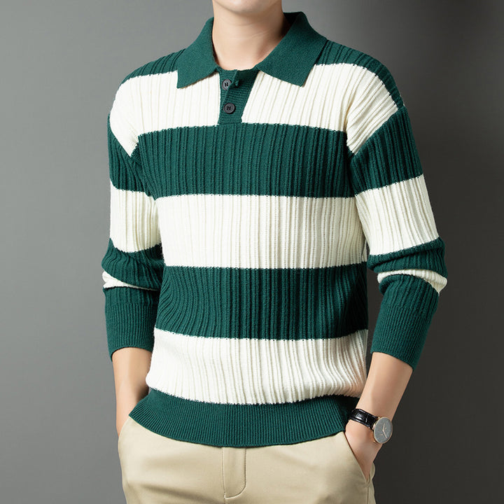 Herren Pullover aus strukturiertem Rippenstrick mit Polokragen Aliams