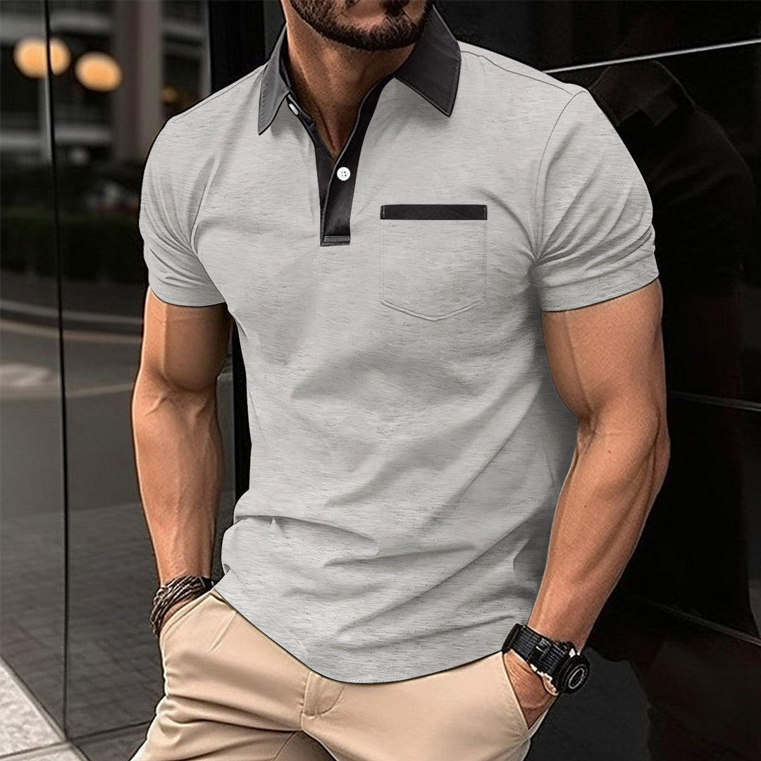 Herren Poloshirt mit modernem Kontrastkragen und praktischer Brusttasche Aliams