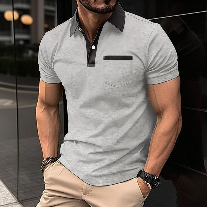 Herren Poloshirt mit modernem Kontrastkragen und praktischer Brusttasche Aliams