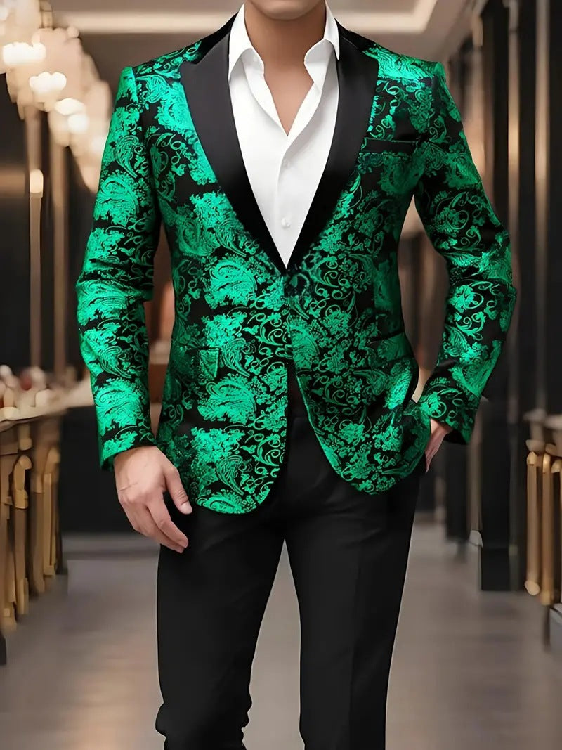 Herren extravagantes Paillettenblazer mit floralem Design Aliams