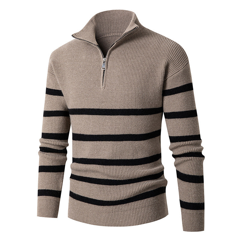 Herren Strickpullover mit Stehkragen und sportlichem Reißverschluss Aliams