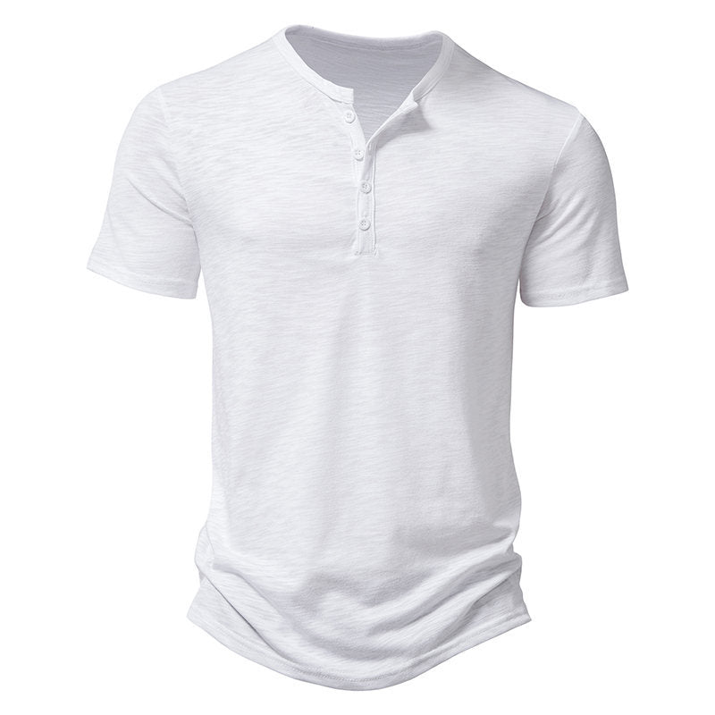 Herren Kurzarm-Henley-T-Shirt mit modischem Knopfdesign und atmungsaktiver Baumwolle Aliams
