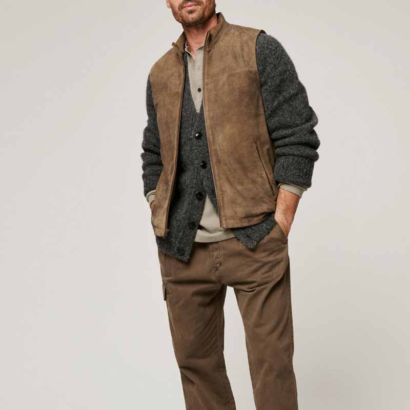 Herren elegante Wildlederweste mit modernen Akzenten Aliams