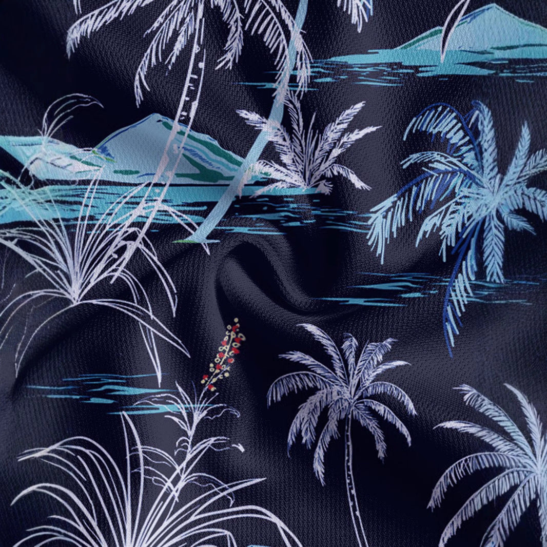 Herren Poloshirt mit tropischem Palmenmuster und atmungsaktiver Baumwollqualität Aliams