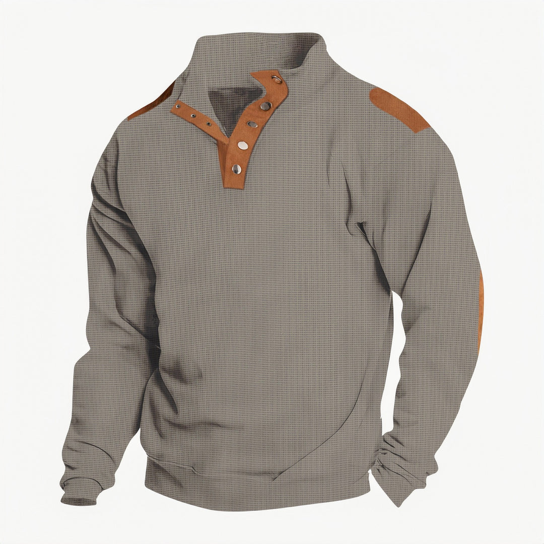 Herren Pullover mit Stehkragen und dekorativen Knopfdetails Aliams