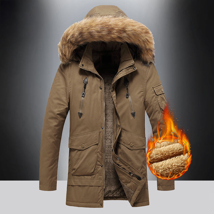 Herren isolierte Winterjacke mit hochwertigem Kunstfellkragen Aliams